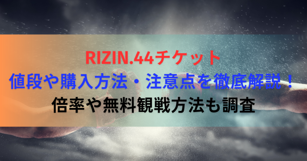 【最新版】RIZINの現地観戦チケットの値段や購入方法を徹底解説！